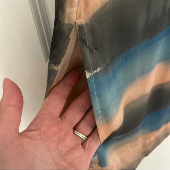 Raquel Allegra Silk Water Color Striped Print Mini Dress Women's Sz 0 Artsy - Picture 3 of 11